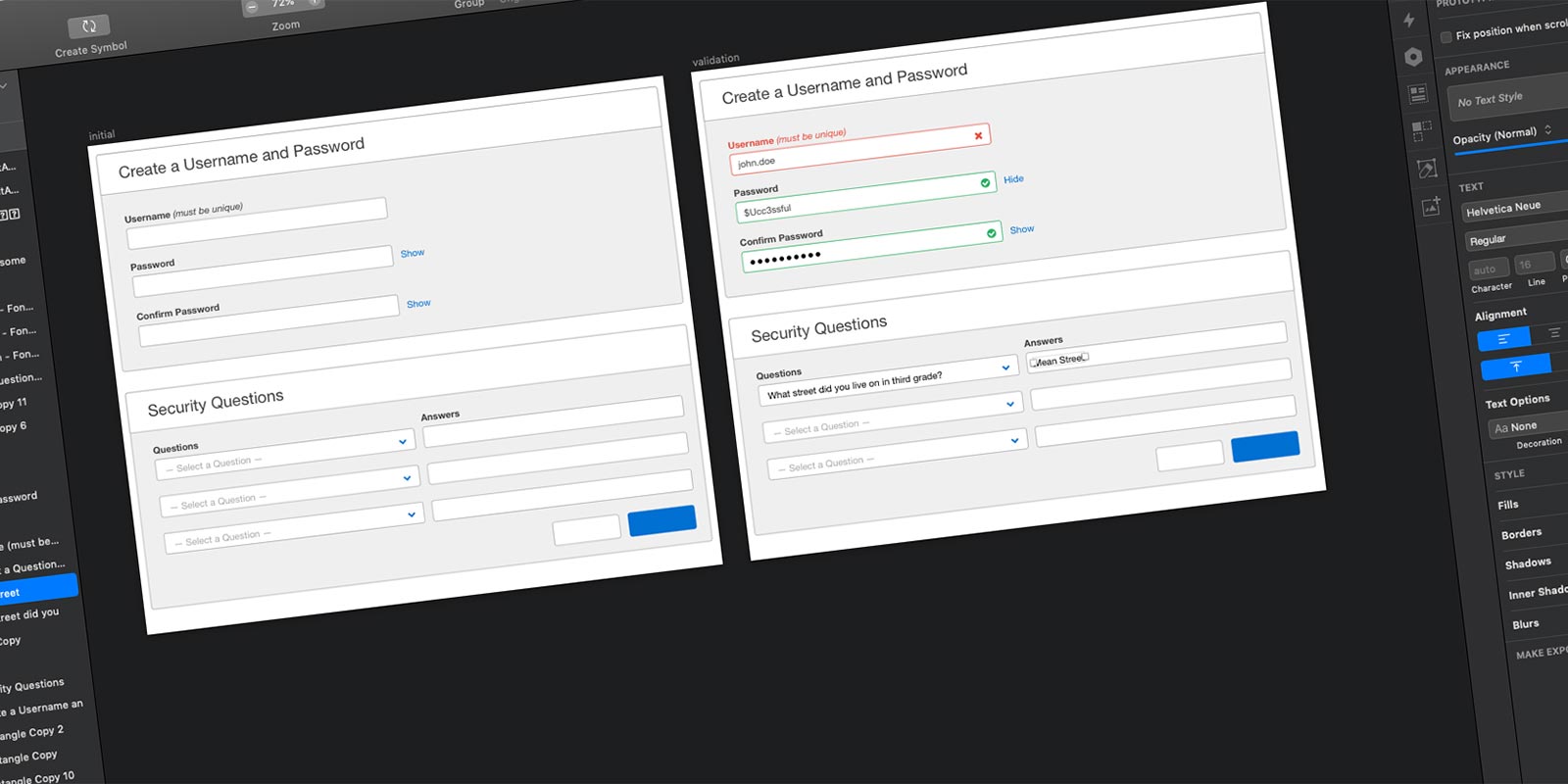 Initial Log in Wireframe.